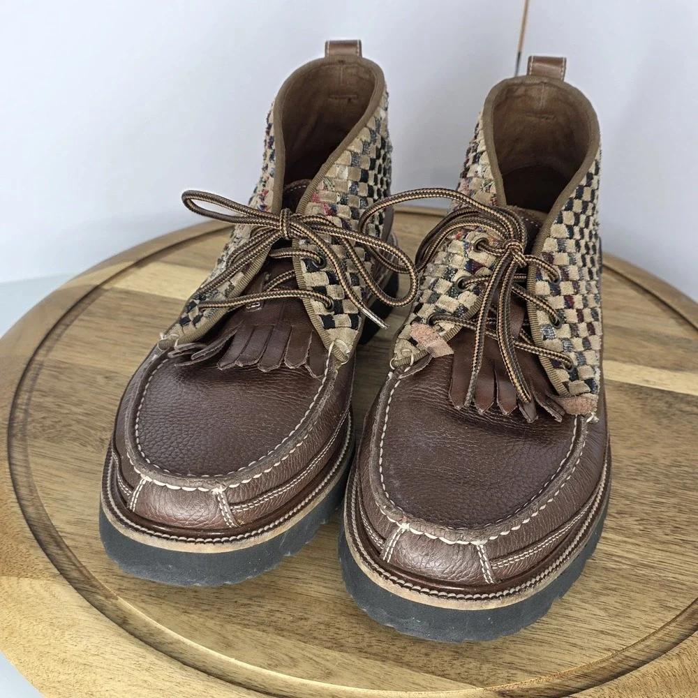 Cole Haan‎ x Pendleton Woven Leather Chukka Boots Kiltie Tassel Lug Sole Men 8.5